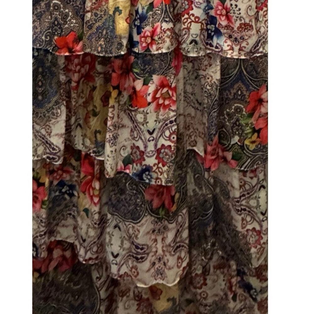 CQ by CQ Women's Tiered Maxi Dress Multicolor Floral 3/4 Bell Sleeve S Small - Picture 5 of 6